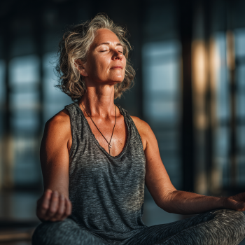 Seniori practicând yoga în grup